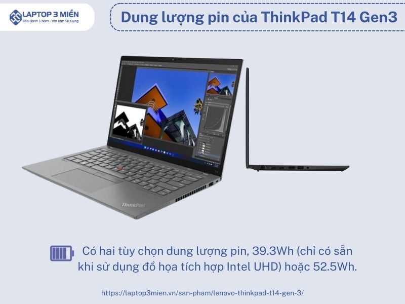 dung lượng pin của Lenovo Thinkpad T14 Gen 3